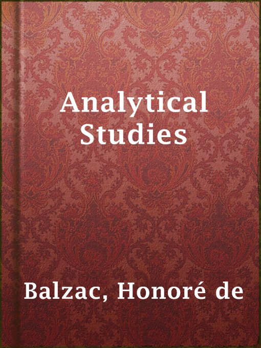 Title details for Analytical Studies by Honoré de Balzac - Available